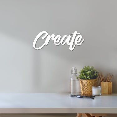 Create Sign | Metal Wall Art | Word Wall Decor | Create Word Wall Hanging | Metal Create Sign | Words for the Wall | Script Wall Words